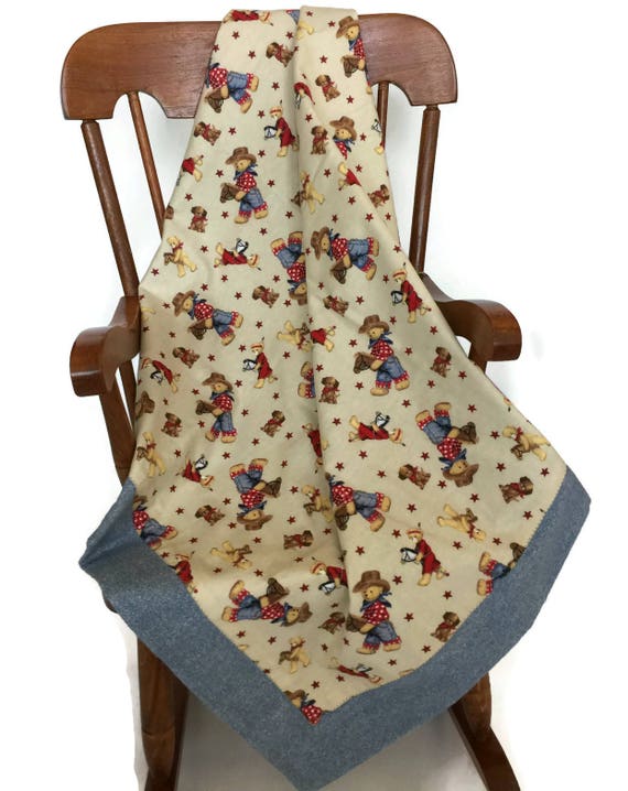 Cowboy Teddy Bear Baby Blanket Baby Boy Receiving Blanket