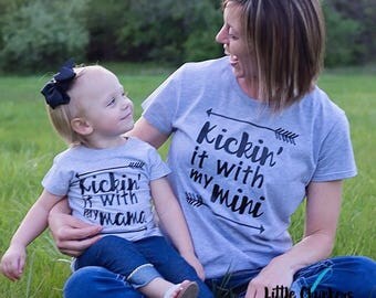 Kickin' it with my mini and mama | mommy and me | mommy and me outfit | mommy and me shirt | matching mommy daughter | Match Mommy and Son