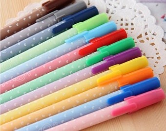Heart Gel Pens / Stationary / Office Supplies / School Supplies / Kawaii Stationary / Cute Gifts / Cute Gel Pens / Set of 12 Heart Gel Pens
