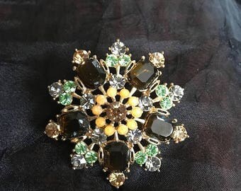 SALE Vintage Rhinestone Snowflake Brooch In Gorgeous Colors
