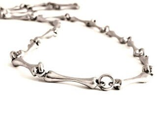 Silver bone necklace - Sterling siler necklace- Bone necklace -Silver chain necklace -Statement necklace - Men's necklace - Women's necklace