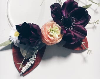 Faux flower fawn ear headband - felt ears