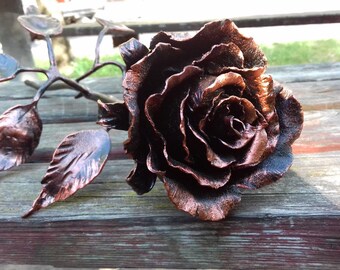 7th anniversary gift, 7th wedding gift, 7th wedding, Steel rose, Steel, Forged, Copper Rose, wrought iron, Iron Rose, Metal flowers