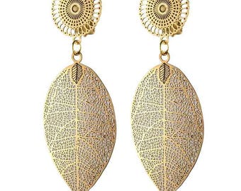Gold leaf Clip earrings
