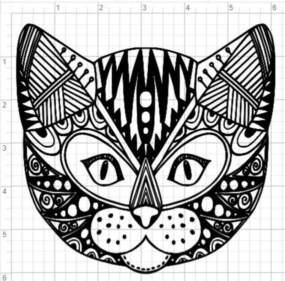 Zentangle Cat Face Design SVG pdf eps dxf Studio 3 Cut Files