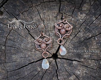 Wire earrings, Wire wrap jewelry, Wire wrap earrings, Copper jewelry, Copper earrings, Gift jewelry, Wrapped earrings, Unique earrings, Gift