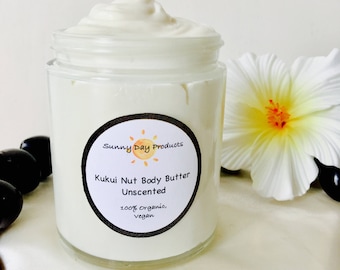 Kukui Body Butter | Vegan Option | Stretch Mark Cream | Kukui Nut Oil Body Lotion | Organic Scar Cream