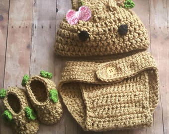 Baby Groot Costume, Baby Girl Groot Costume, Baby Girl Groot Outfit, I Am Groot Costume, First Birthday, Baby Halloween Costume, Cake Smash