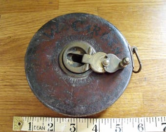 Chesterman Leather and brass vintage 50ft measuring tape
