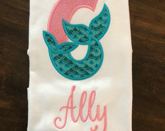 mermaid tail birthday shirt