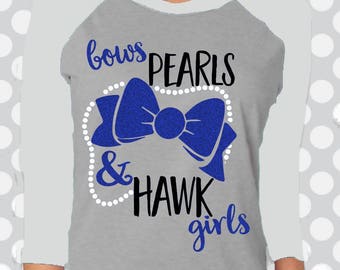 Bows, Pearls and Hawk Girls svg, Hawks svg, Hawk svg, Cut file, SVG, Football svg, Download, baseball svg, basketball, commercial use, dxf