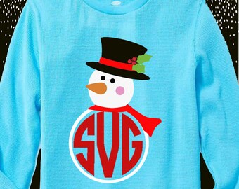 Snowman svg, snowman monogram svg, snowman iron on, printable, SVG, DXF, EPS, cut file, santa hat svg, snowman, cricut, silhouette