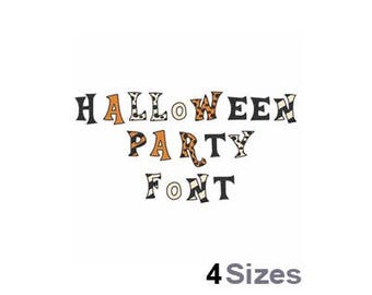 Halloween Party Font - Machine Embroidery Font - 4 Sizes, Lettering, Letters, Alphabet, Font Set, Patterned Font,