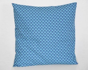 Cushion - 40 x 40 cm - printed fabric WASABI * PETIT PAN *-blue and white