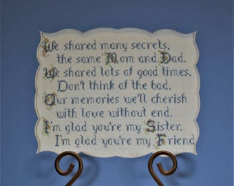 Sisters Cross Stitch Finished Matted Ready to Frame