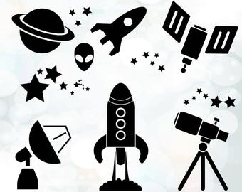 Space SVG - Rocket svg - Space SVG Bundle - Alien svg - Telescope svg - Planet svg - space Ship clipart - Space Decal - Space stars Clip Art