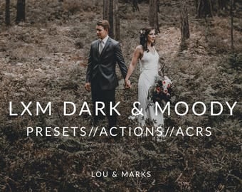 Dark And Moody Lightroom Presets & Photoshop Actions, ACRs for Moody Portrait and Modern Wedding Edits in Adobe Lightroom Photoshop