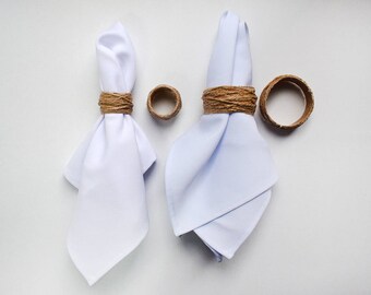Gold Finish Cast Aluminum Snake Shaped Napkin Rings, Set of 4 Tied with Jute main image 1