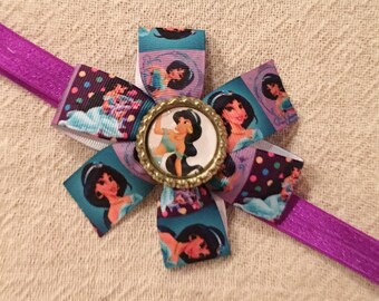 Princess Jasmine Headband,Disney Headband,Baby Headband,Infant Headband,Girls Headband,Toddler Headband,Purple,Bow,Handcrafted,Handmade