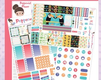 Mini H planner -- Bright Beautiful Birds -- Mini H Weekly Stickers #05