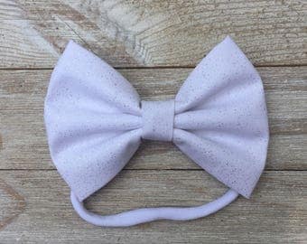 White sparkle bow | headband | baby girl bow | baby girl headband | kids bow | kids headband | toddler headband | bow