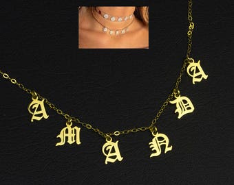 Name Choker Necklace, Gothic Choker Necklace, Personalized Choker Necklace, Gold Choker Neckalce, Name Plate Choker, Custom Choker Jewelry