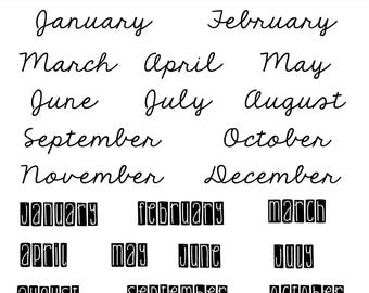 All Year Long - planner stamps - months of the year - bullet journal stamps - photopolymer clear stamps