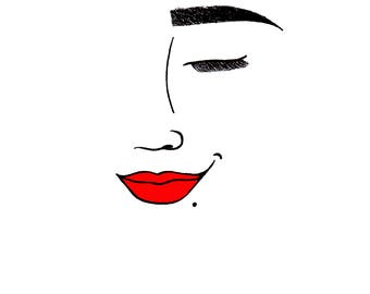 Face | Simple Minimal Black and White Feminine Fashion Art Sketch Drawing, Fine Art, Wall Art, Home Decor, Print