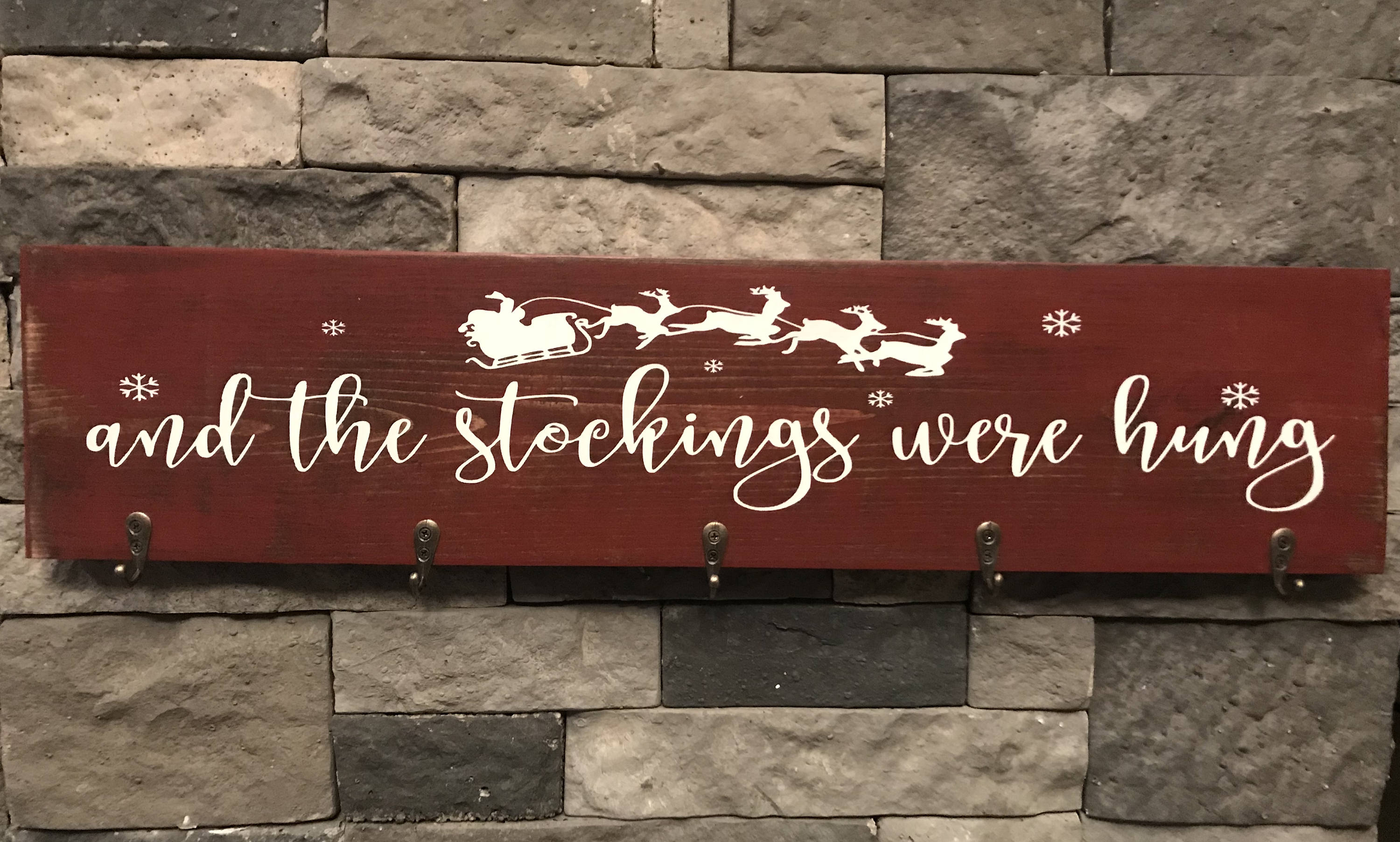 And the Stockings Were Hung Wooden Sign Stocking Holder Sign