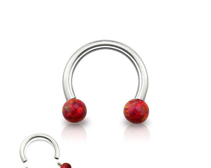 316L Surgical Steel Internally Threaded Horseshoe with Synthetic Opal
