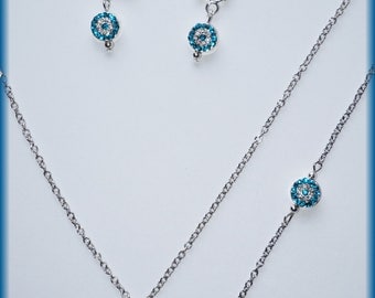 Blue rhinestone cabochon set