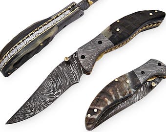100% handmade Damascus steel with special handle Liner Lock pocket folding knife/pliant Damas /Damaskus Falten 4012
