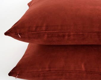 16 18 20 Luxury Coral Velvet Pillow Cover, Rust Orange, Terra Cotta Pillow, Velvet Pillow, Orange Pillow, Decorative Pillow,Designer,Euro