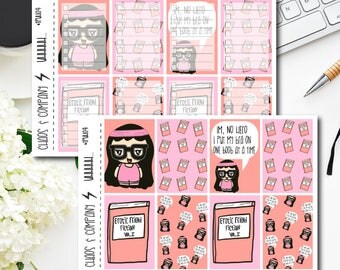 Uhhhh .... Original Hand Drawn Planner Stickers - Cute Character Themed Kit, Tina, Burger Family, Pink, Happy Planner, Erin Condren