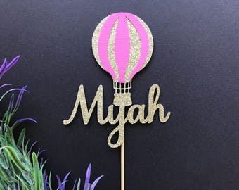 Personalised Hot Air Balloon Cake Topper or Cupcake Toppers- Up Up and Away cake Topper/balloon cake topper/Hot Air Balloon Topper/Hot Air