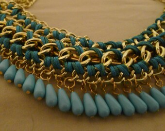 Various Fashion Necklaces Acrylic Resin Flower Beads, Bohemian Light Blue Vintage Multilayer Collar, Bijoux Opal Leather Adjustable