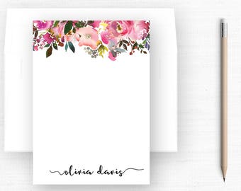 Personalized Stationery (Sets of 10) / Floral Border / Personalized Stationary / Engagement Gift / Wedding Gift/ Personalized Gift