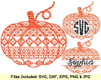 Halloween pumpkin svg Aztec monogram frame svg files for Cricut Silhouette, thanksgiving Autumn fall svg clipart decor designs dxf cut files
