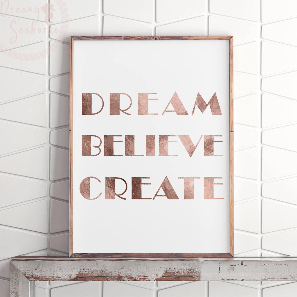 Rose Gold Quote Printable Motivational Poster Home Office