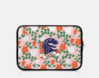 Monogram iPad Sleeve, Dinosaur iPad Sleeve, iPad Mini Sleeve, Pink iPad Sleeve, iPad Cover, eReader, Kindle Sleeve, Dinosaur Tablet,