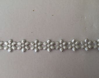 Silver 1 cm width Lazer cut flower Ribbon