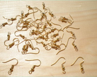 Earring Wire Hooks, Gold Tone Ear Wire Hooks, Jewelry Findings