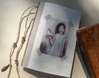 Note book, with illustration, cream linen
