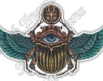 Scarab Beetle Ancient Egypt Scarabaeus Sacer Car Bumper Vinyl Sticker Decal