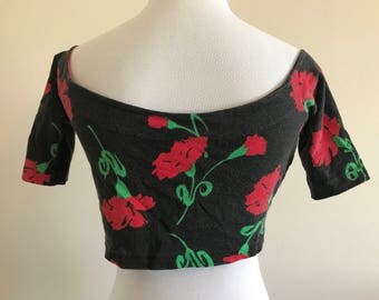 Vintage Betsey Johnson 1980's Punk Label Floral Crop Top