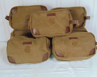 Groomsmen Toiletry Bag-Wow!- Includes Monogram at this price-Groomsmen Bags-Personalized Groomsmen Gifts- Canvas and Leather Dopp Kit