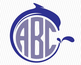 Dolphin SVG Cut Files - Monogram Frame for Vinyl Cutters, Screen Printing, Silhouette,