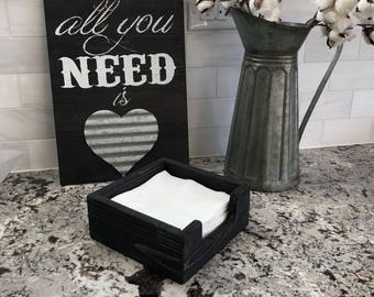Napkin Holder Dark Ebony Stain Rustic Box Storage Container Napkin Holder Dark Ebony Stain Rustic Box Storage Container