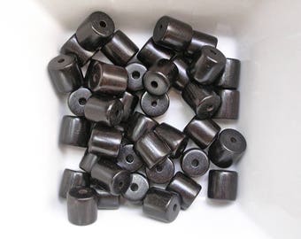 10 pearls 8mm ebony wood tube (Réf. LP08-13)