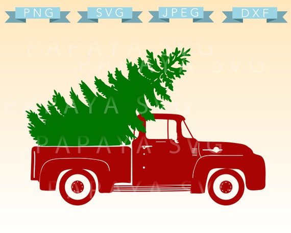 Download Red Truck Tree Cut File SVG PNG JPEG dxf Cricut